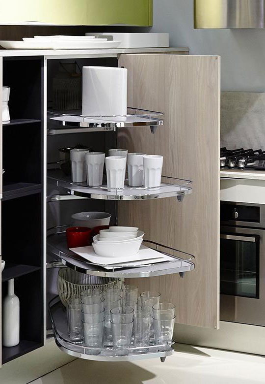 КОМПЛЕКТ левый, Леманс 450 мм, H 1265, Арена КЛАССИК, 4 полки, 4 доводчика, цвет ХРОМ Kessebohmer | официальный магазин