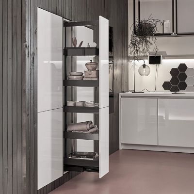 КОМПЛЕКТ ПВ Юбокс, Диспенса 90° 300 мм, H 1600-2000, Арена ПЬЮР, 4 полки + 1 Юбокс, цвет АНТРАЦИТ